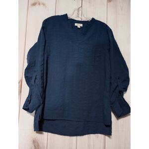 Style &‎ Co Shirt Ladies Medium Navy 3/4 Sleeve